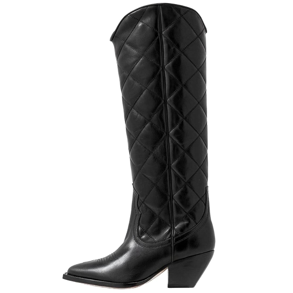 Sister X Soeur Free People Zeta Quilted Tall Leather Cowboy Boots - Picture 3 of 15